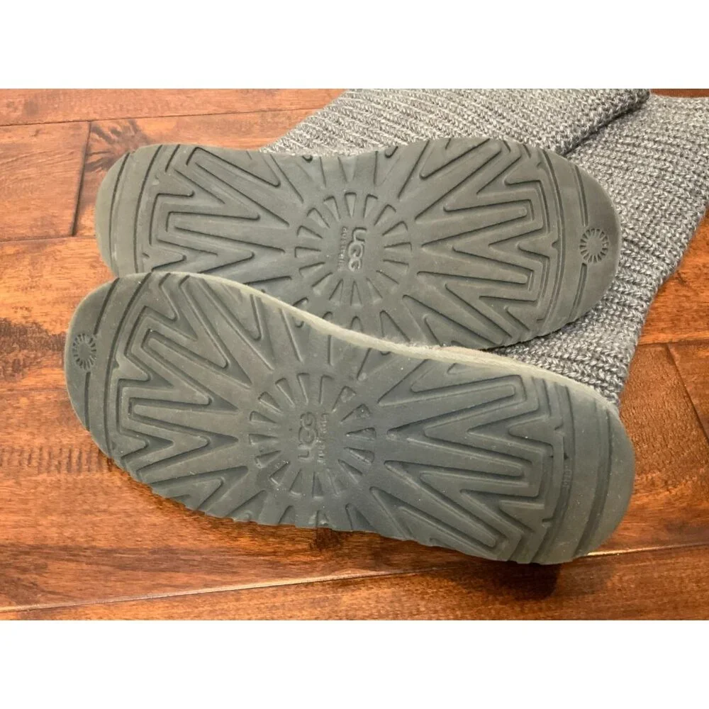Ugg Australia Gray Classic Cardy Knee High | Fold Over Boots W/ Buttons, Size 9